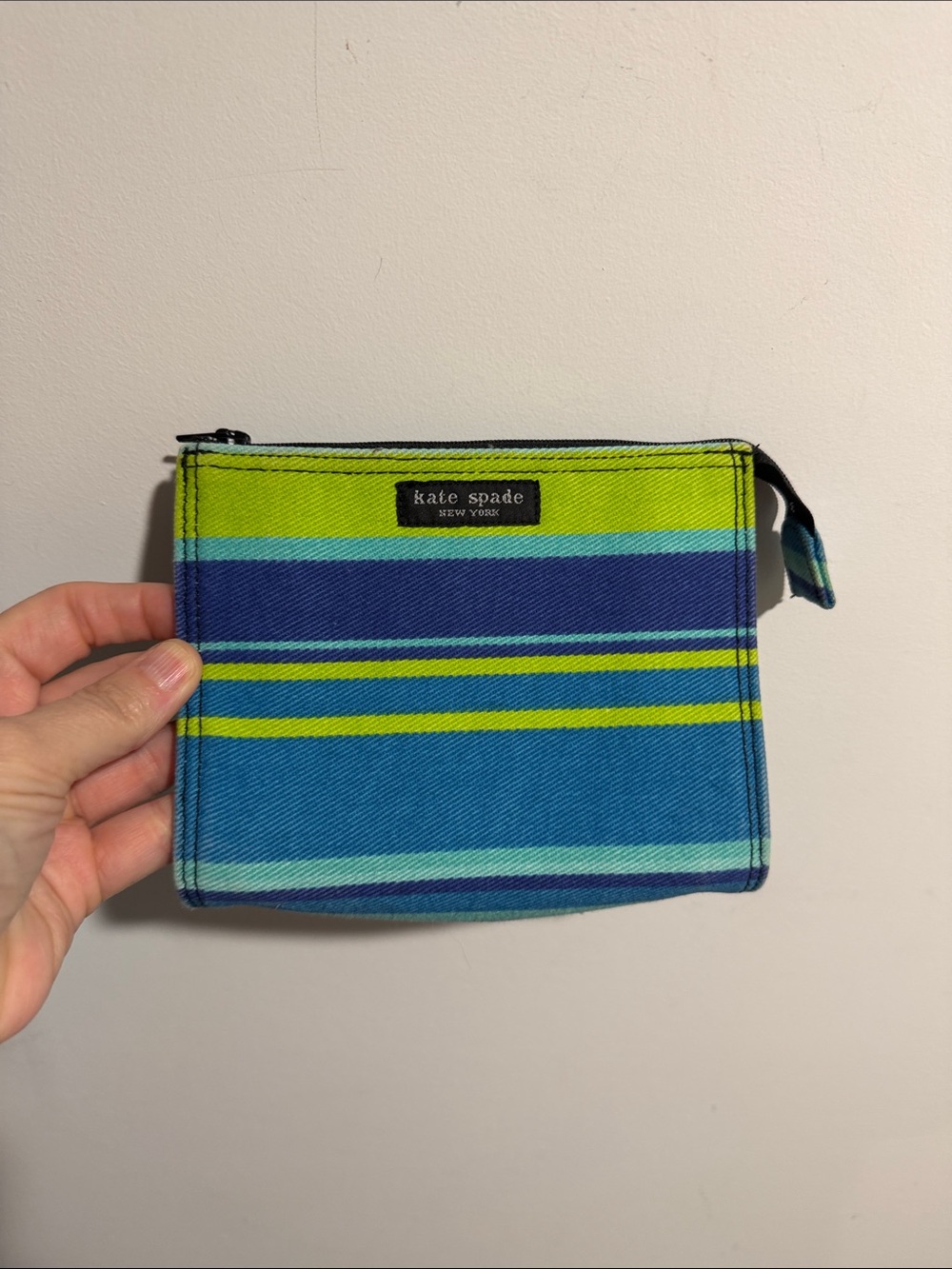 kate spade Striped Blue, Teal & Lime Zip Pouch
